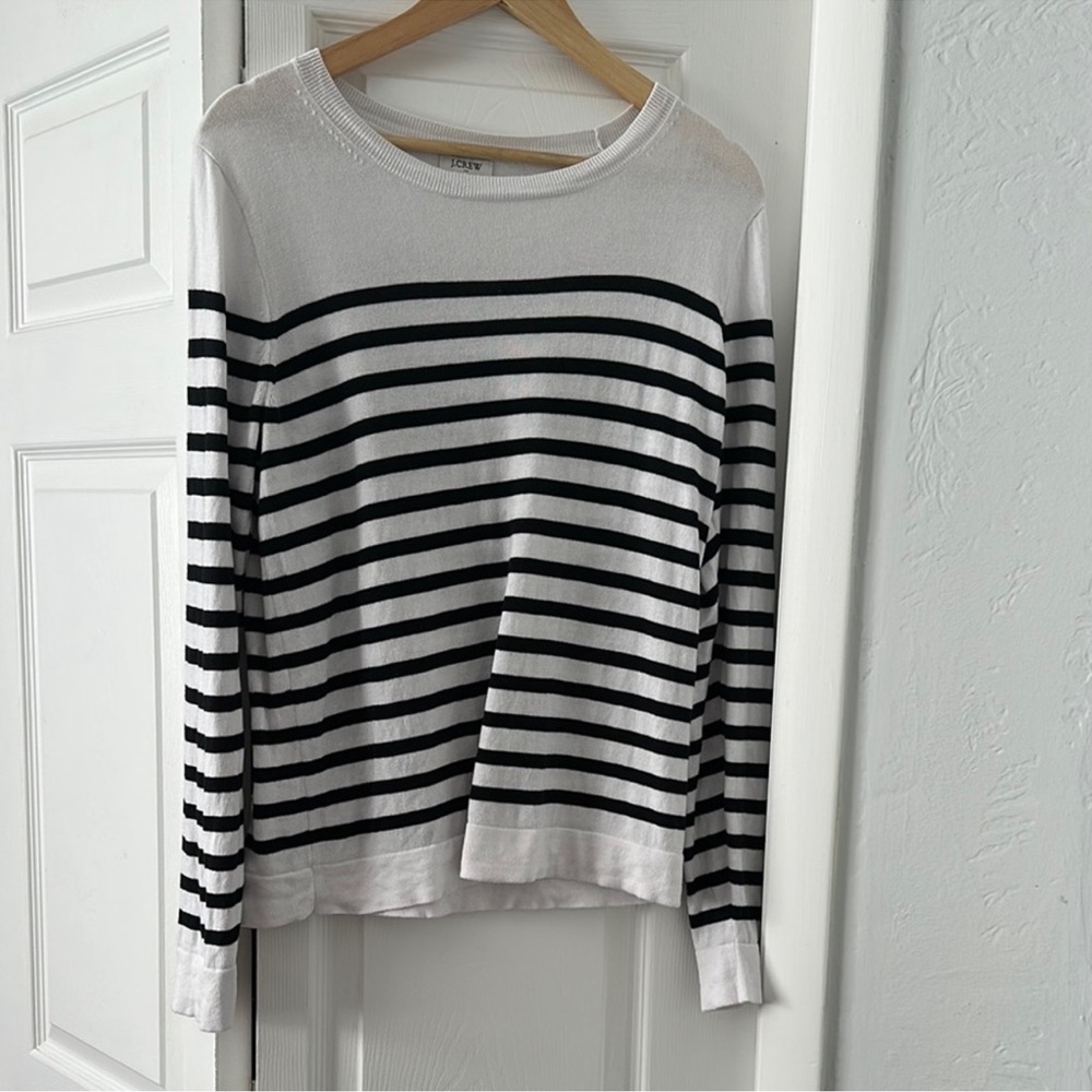 J. Crew Black and White Striped Sweater
